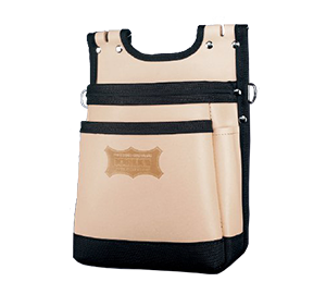 ヌメ革建築用2段腰袋 バリスティック縁巻 KNS-201BA