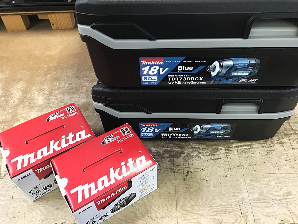 makita マキタ 充電式インパクトドライバー TD173DRGX、BL1860Bなど計4点 新品未使用品を宅配買取致しました