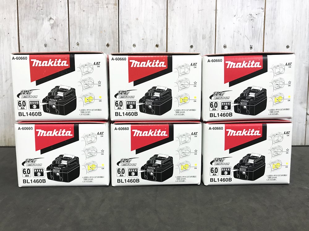 makita マキタ 純正リチウムイオンバッテリー 14.4V 6.0Ah BL1460B 6個 新品未使用品を宅配買取させて頂きました！